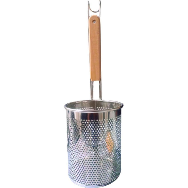 Stainless Steel Pasta Basket Noodle Strainer Basket Mesh Pasta Basket with Wood Handle