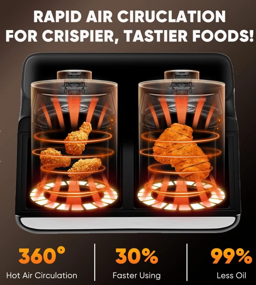 Oil-Free Air Fryer – Double Basket, Large Capacity 8L