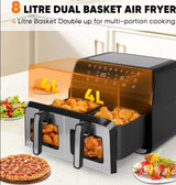 Oil-Free Air Fryer – Double Basket, Large Capacity 8L