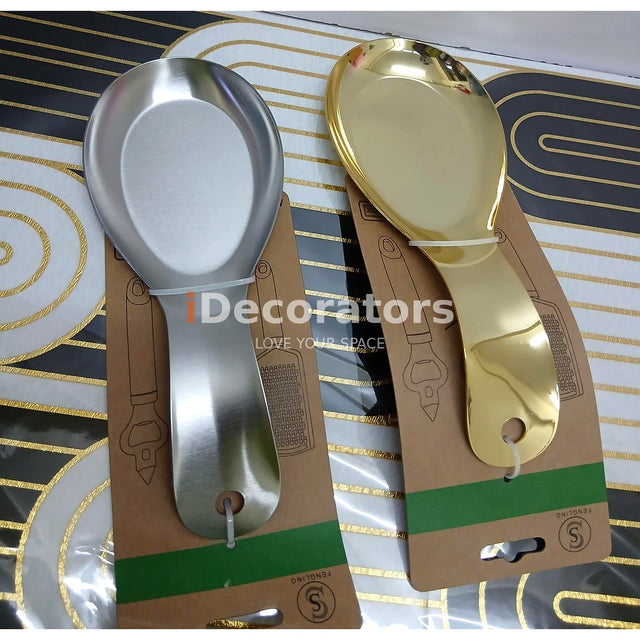Stainless Steel Spoon Rest — Silver & Gold