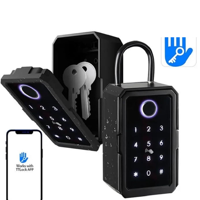 Weatherproof Remote Control WiFi TTlock Fingerprint Safe Smart Key Waterproof Outdoor Wall Mounted Strong Storage Lock Box (Color : TTLOCK APP)