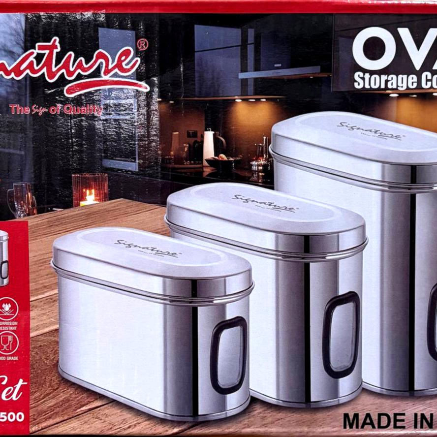 3pcs Stainless Steel Oval Storage