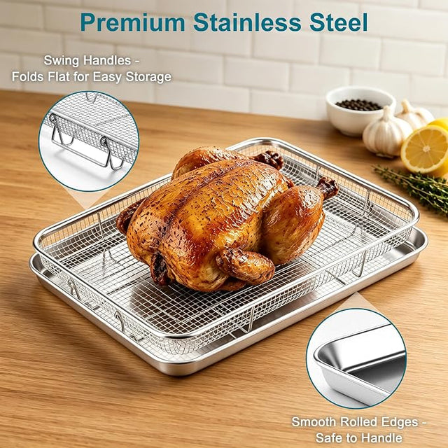 Stainless Steel Air Fryer Basket for Oven — Rectangular alp