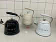 UAKEEN Germany retro stovetop kettle in cream white with chrome handle and lid knob, available in cream, grey and navy blue